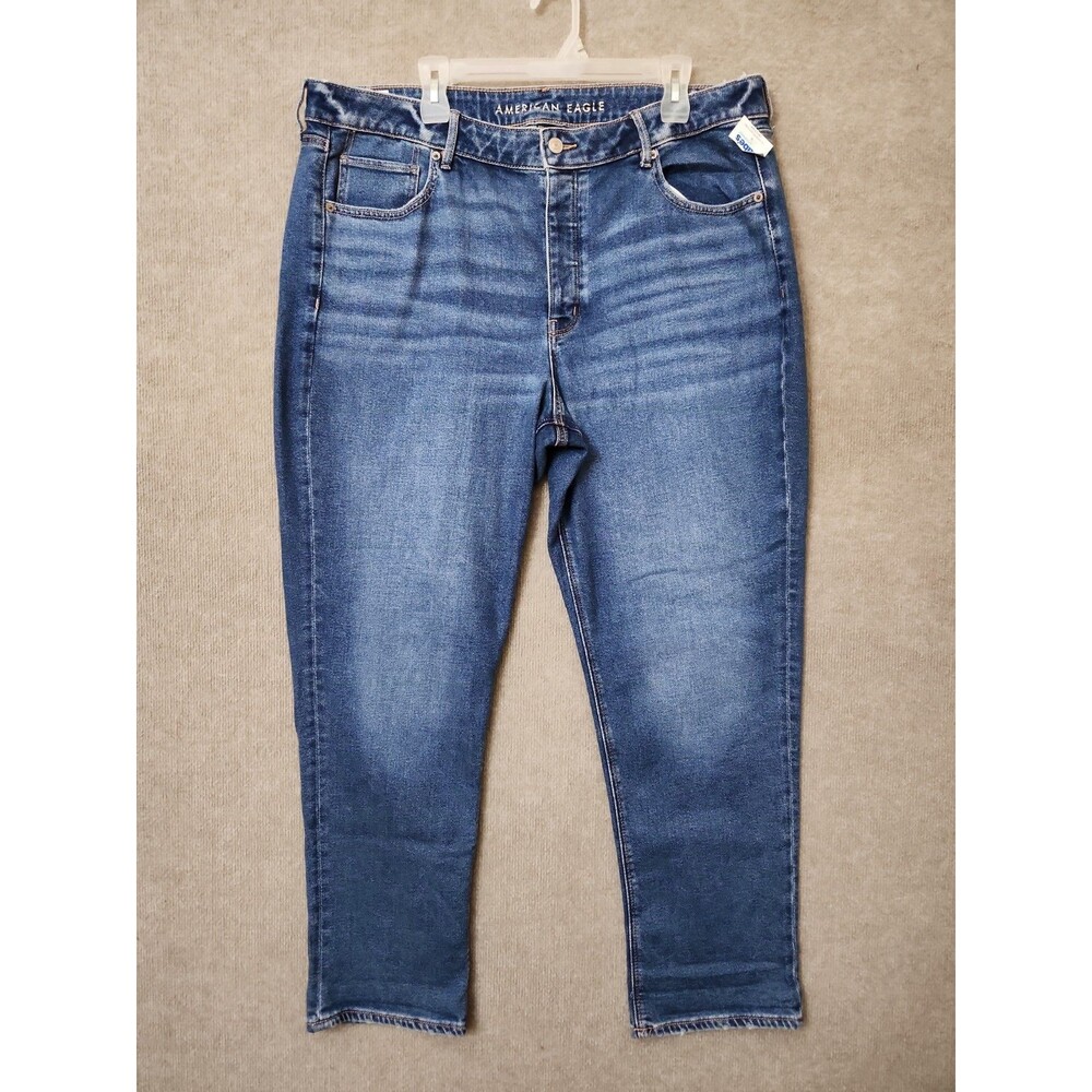 American Eagle Tomgirl Jeans Womens 18 Long Blue Medium Wash Button Fly NWOT